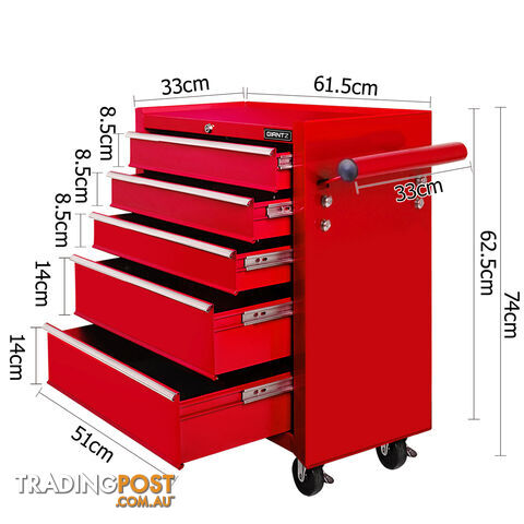 5 Drawers Toolbox Chest Cabinet Tool Box Roller Trolley Red