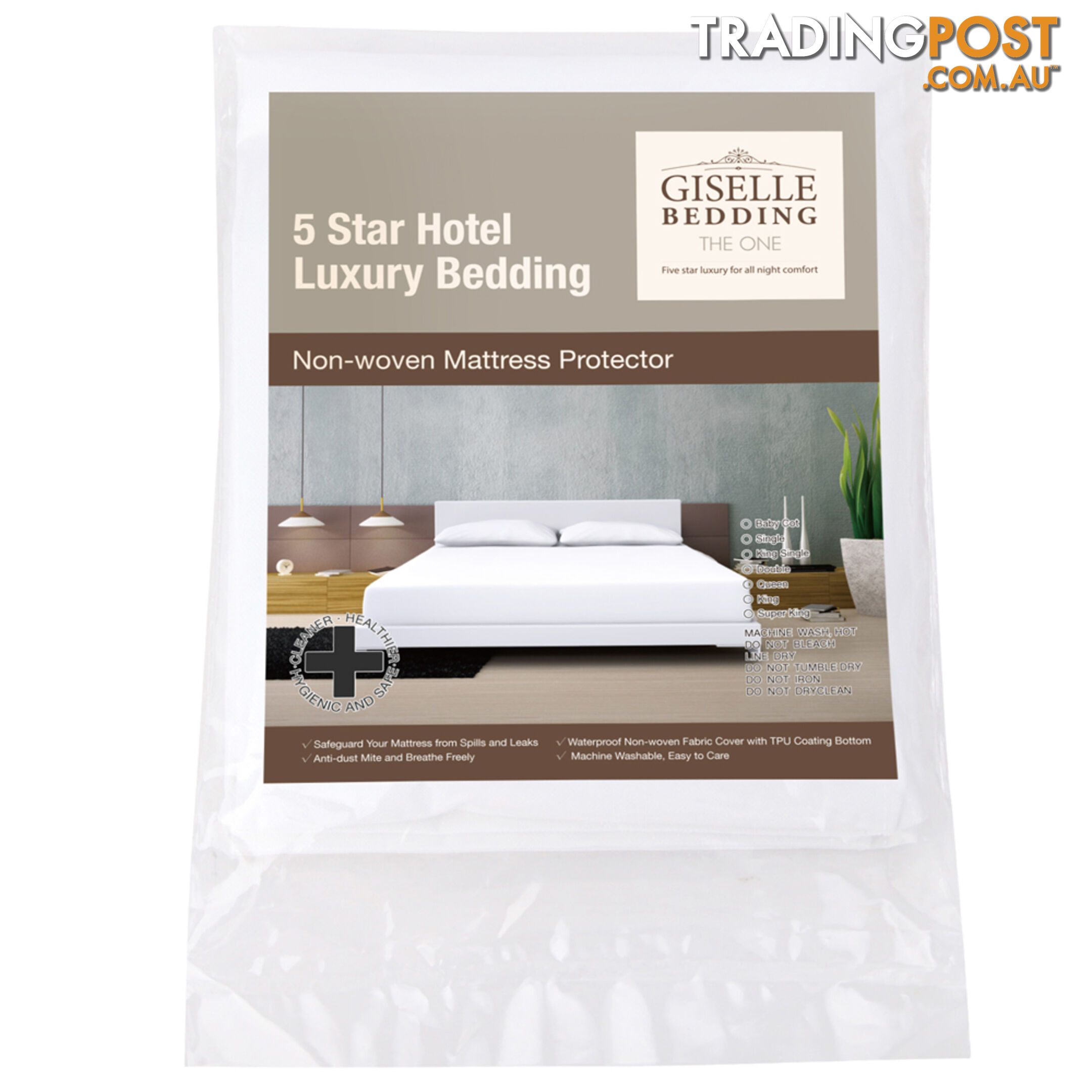 Fitted Non-Woven Waterproof Mattress Protector PU Coating Bed Cover King