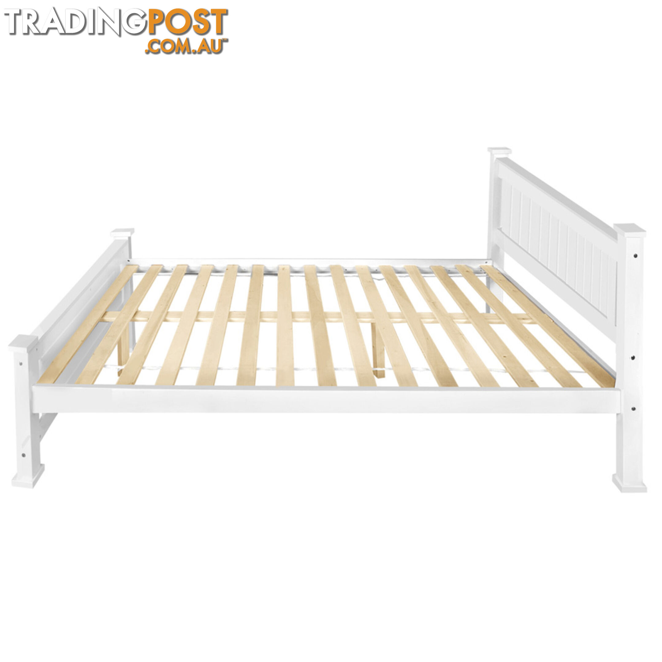 Wooden Bed Frame Pine Wood Double White