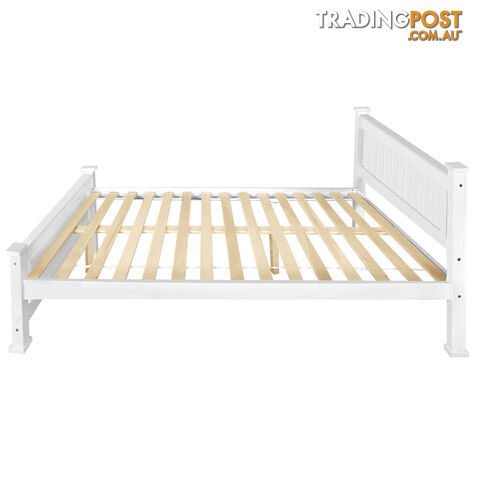 Wooden Bed Frame Pine Wood Double White