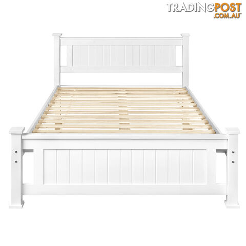 Wooden Bed Frame Pine Wood Double White