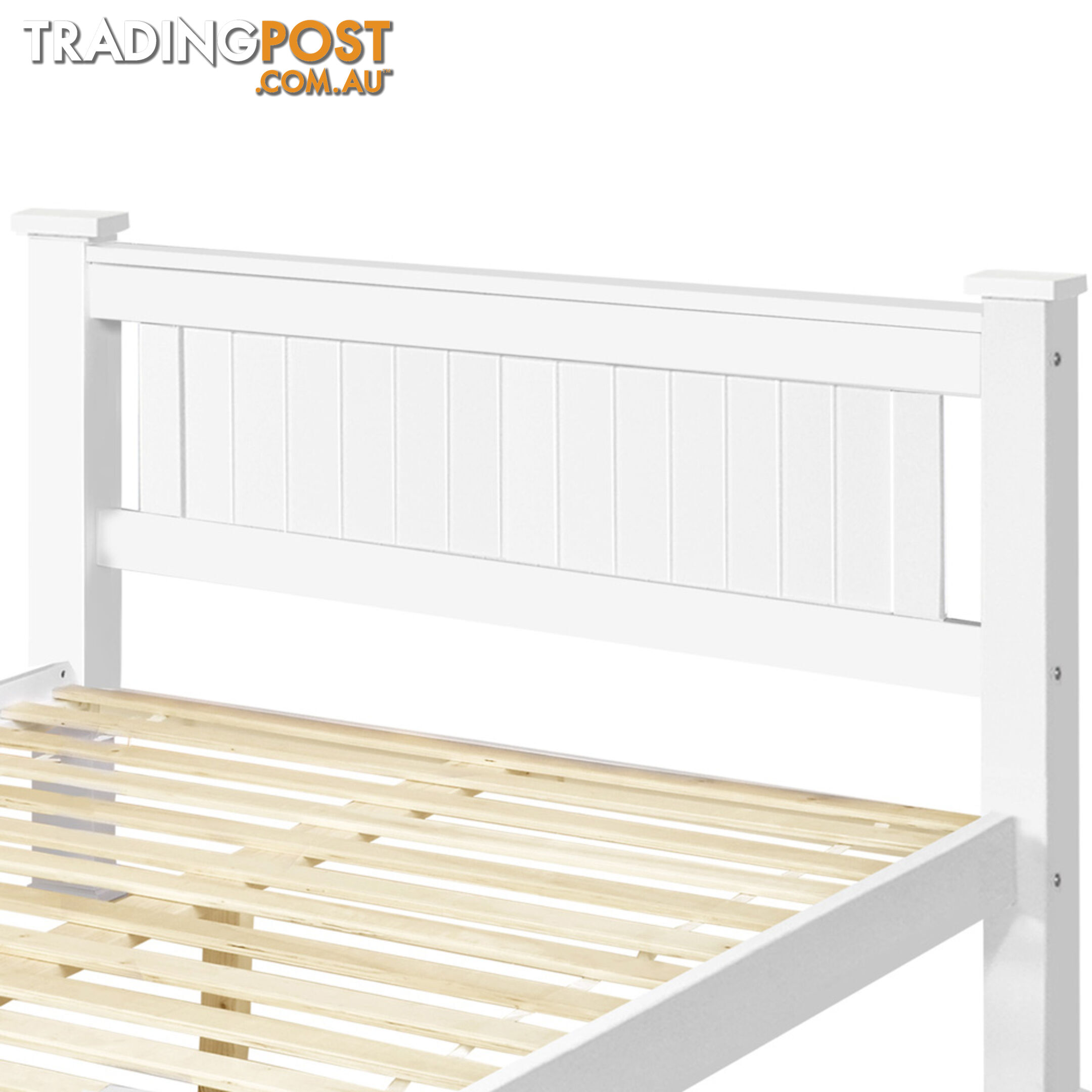 Wooden Bed Frame Pine Wood Double White