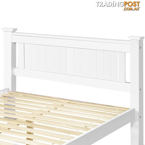 Wooden Bed Frame Pine Wood Double White