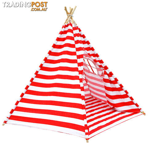 Kids Play Tent Canvas Teepee Pretend Playhouse Outdoor Indoor Tipi Red
