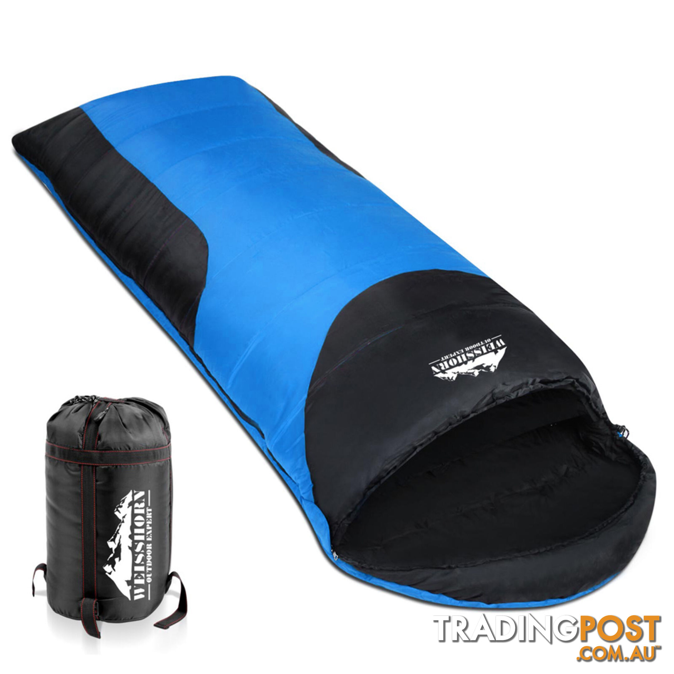 Single Camping Sleeping Bag Outdoor Thermal Tent Hiking Winter -10_ Blue Black