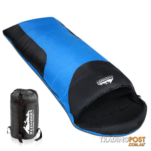 Single Camping Sleeping Bag Outdoor Thermal Tent Hiking Winter -10_ Blue Black