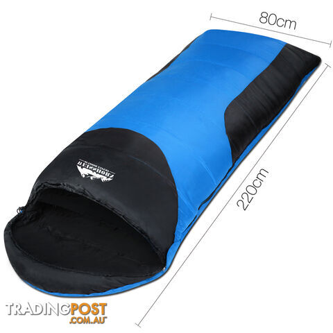 Single Camping Sleeping Bag Outdoor Thermal Tent Hiking Winter -10_ Blue Black