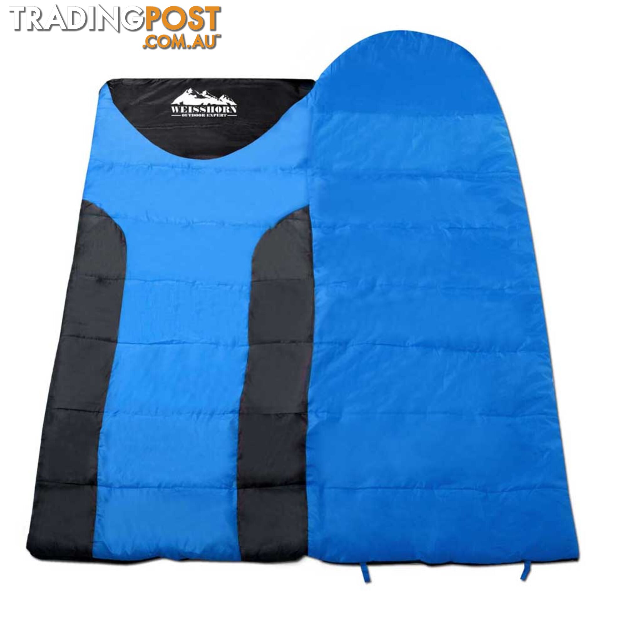 Single Camping Sleeping Bag Outdoor Thermal Tent Hiking Winter -10_ Blue Black