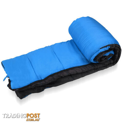 Single Camping Sleeping Bag Outdoor Thermal Tent Hiking Winter -10_ Blue Black