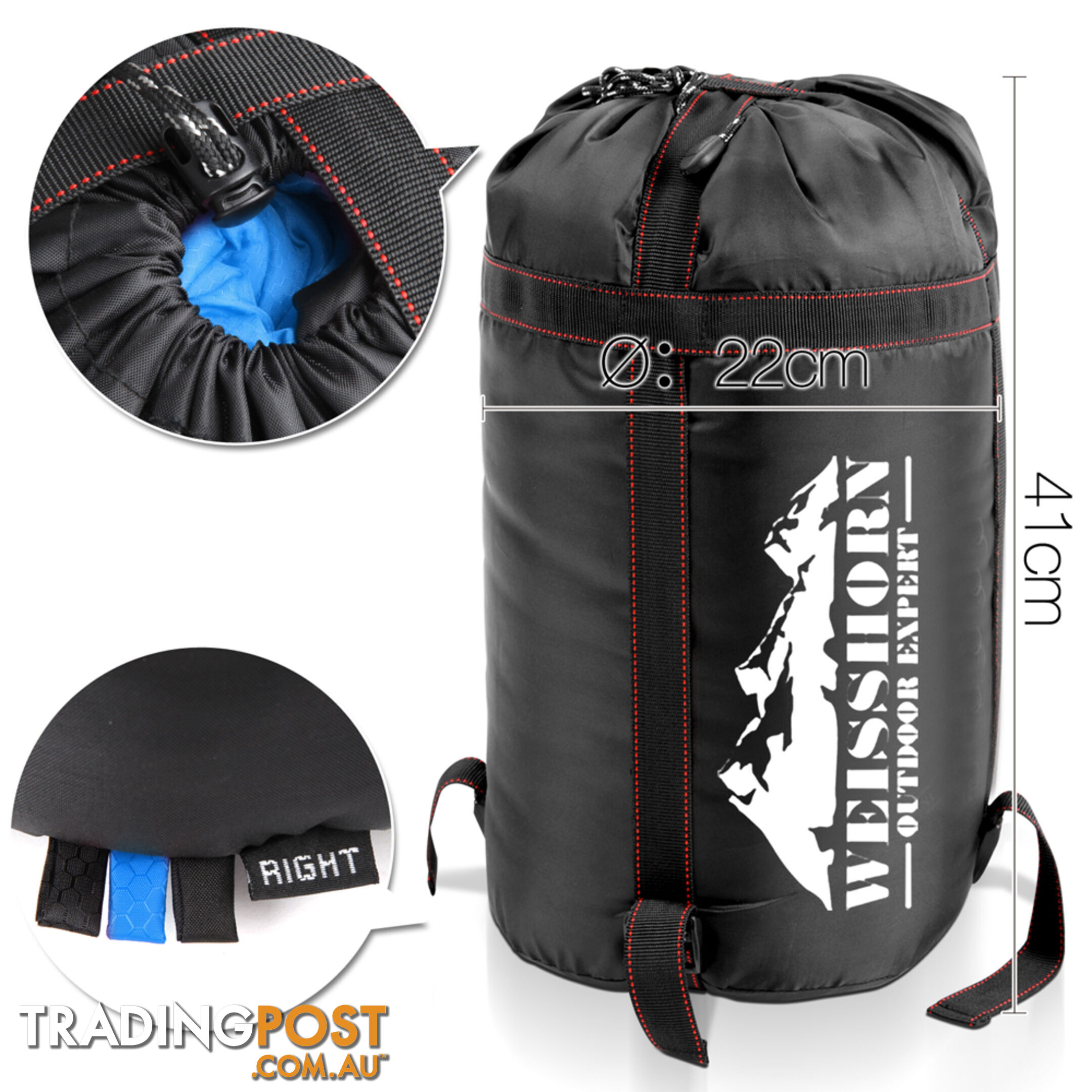 Single Camping Sleeping Bag Outdoor Thermal Tent Hiking Winter -10_ Blue Black