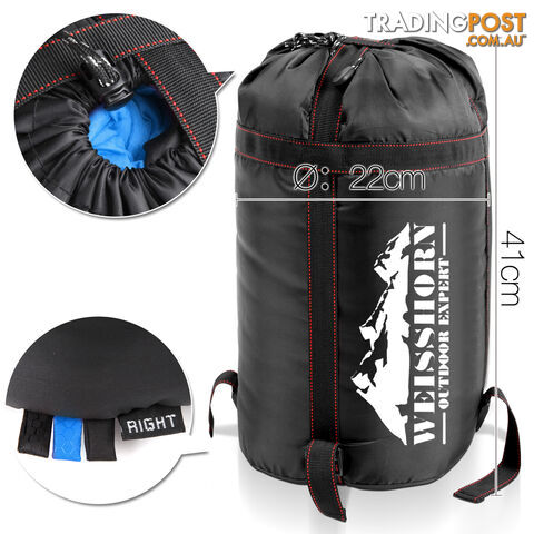 Single Camping Sleeping Bag Outdoor Thermal Tent Hiking Winter -10_ Blue Black