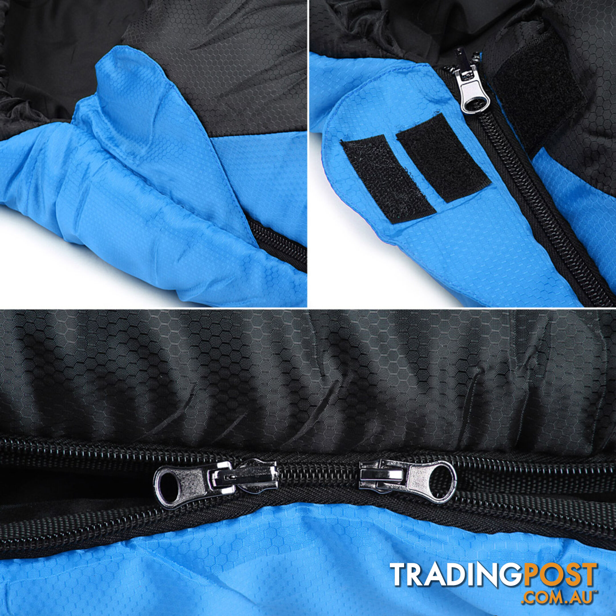 Single Camping Sleeping Bag Outdoor Thermal Tent Hiking Winter -10_ Blue Black