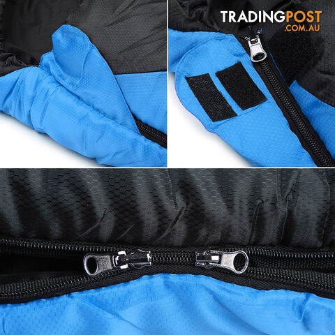 Single Camping Sleeping Bag Outdoor Thermal Tent Hiking Winter -10_ Blue Black