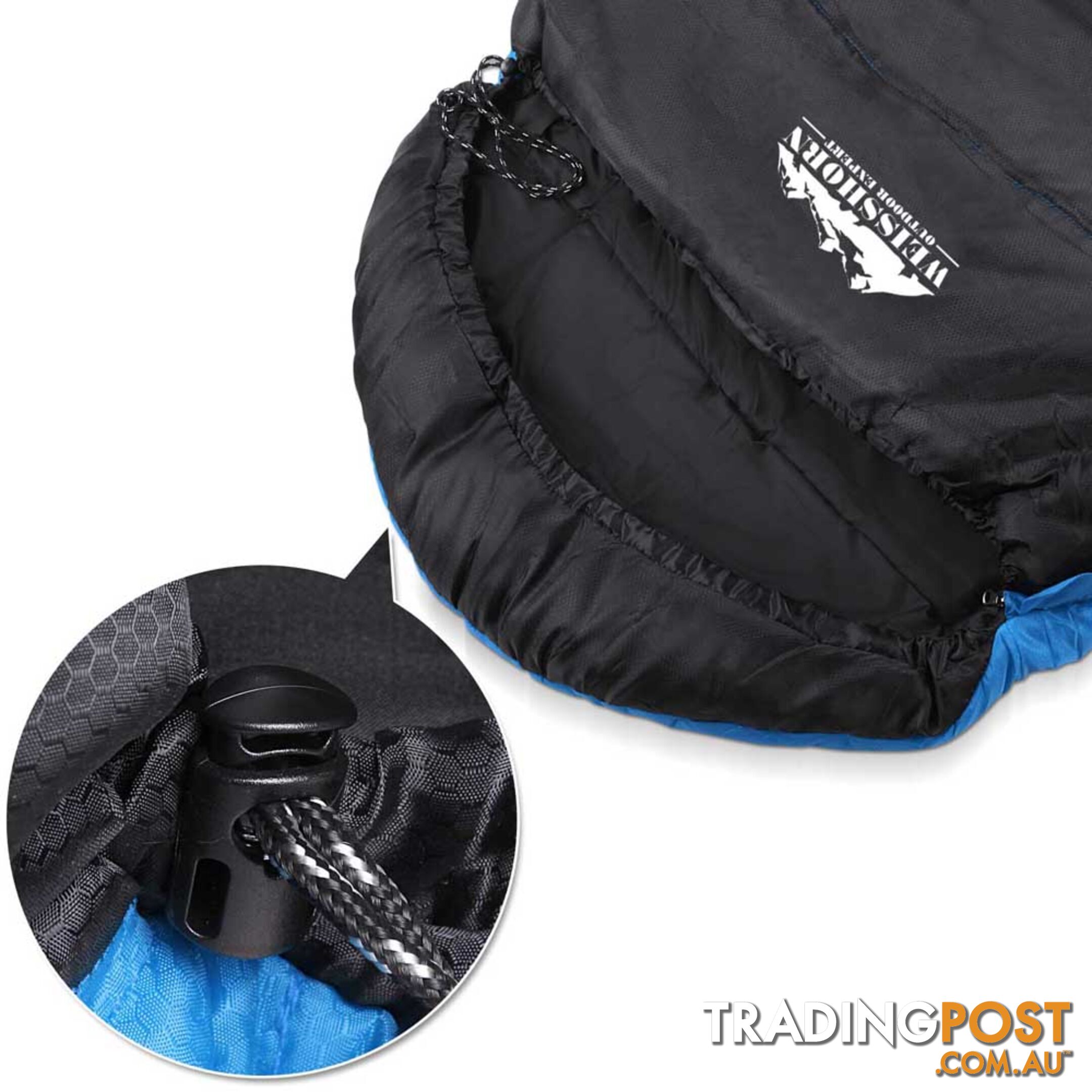 Single Camping Sleeping Bag Outdoor Thermal Tent Hiking Winter -10_ Blue Black