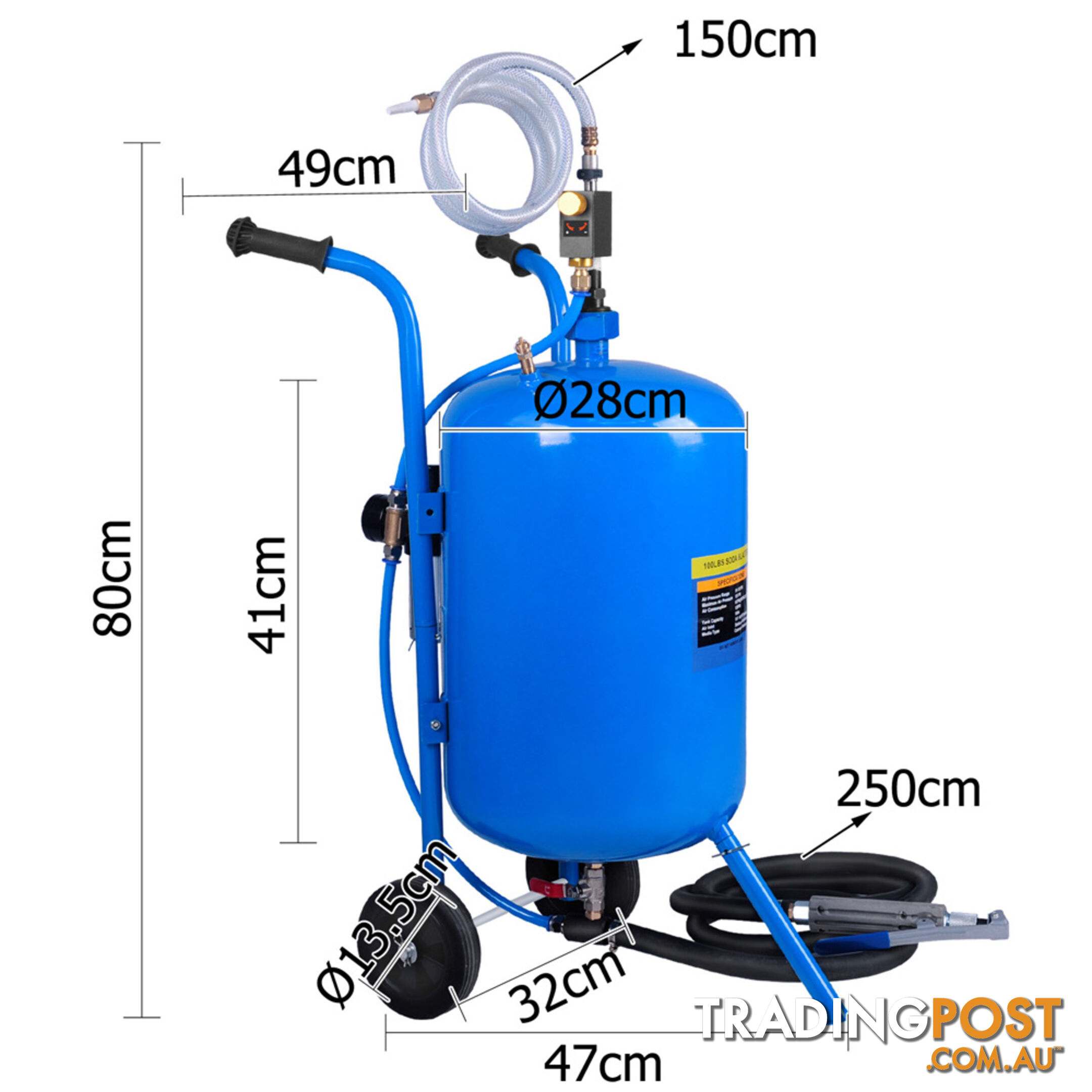 100lb Portable Soda Pressure Abrasive Upgrade Air Sandblaster