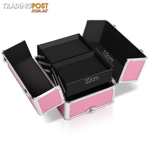 7in1 Pink Aluminium Frame Professional Beauty Cosmetic Makeup Case Box Trolley