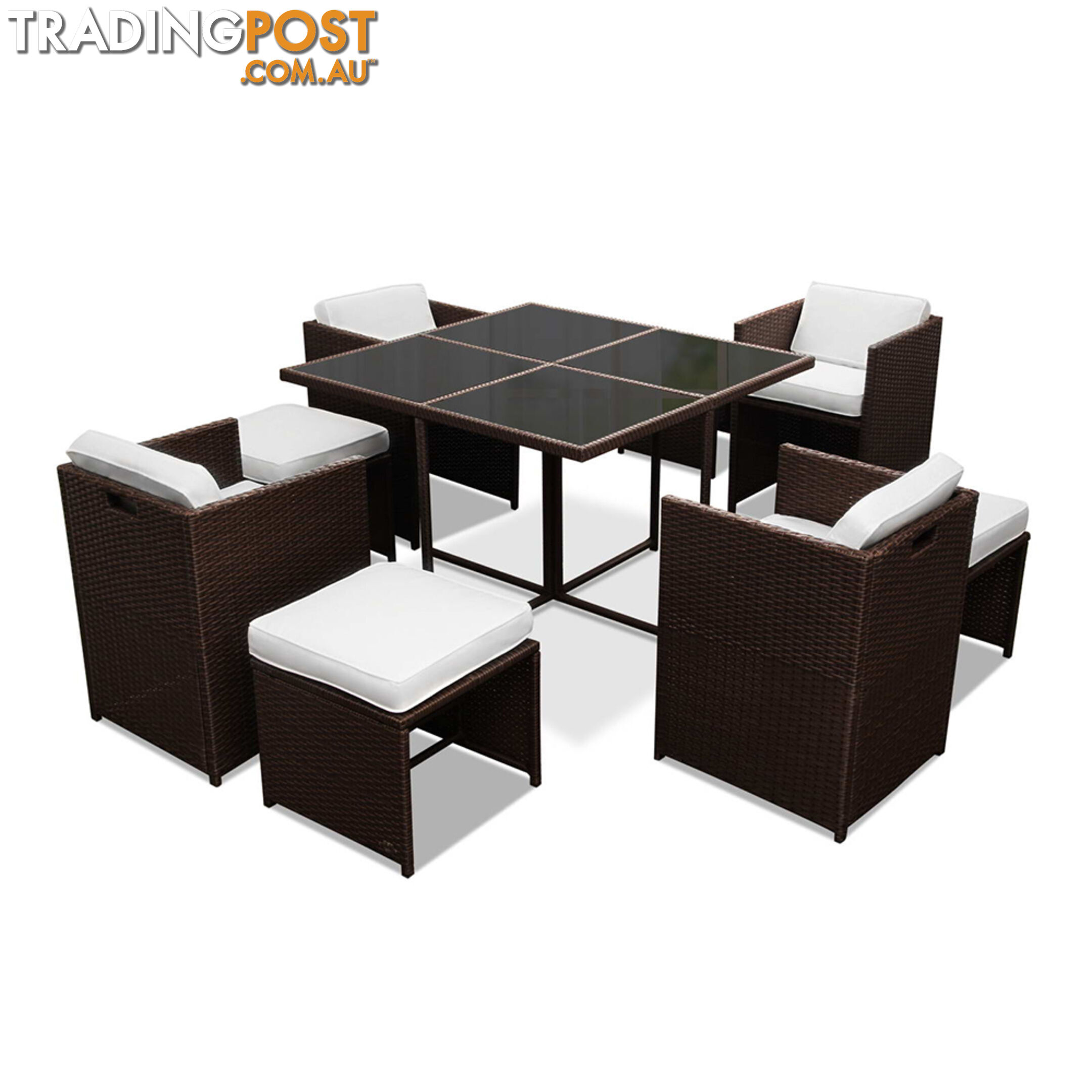 Hawaii Dining 9 Seater Set _ Brown & White