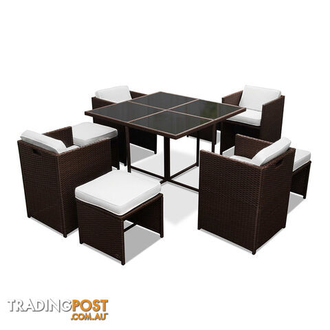 Hawaii Dining 9 Seater Set _ Brown & White