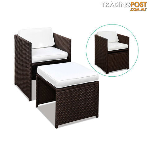 Hawaii Dining 9 Seater Set _ Brown & White