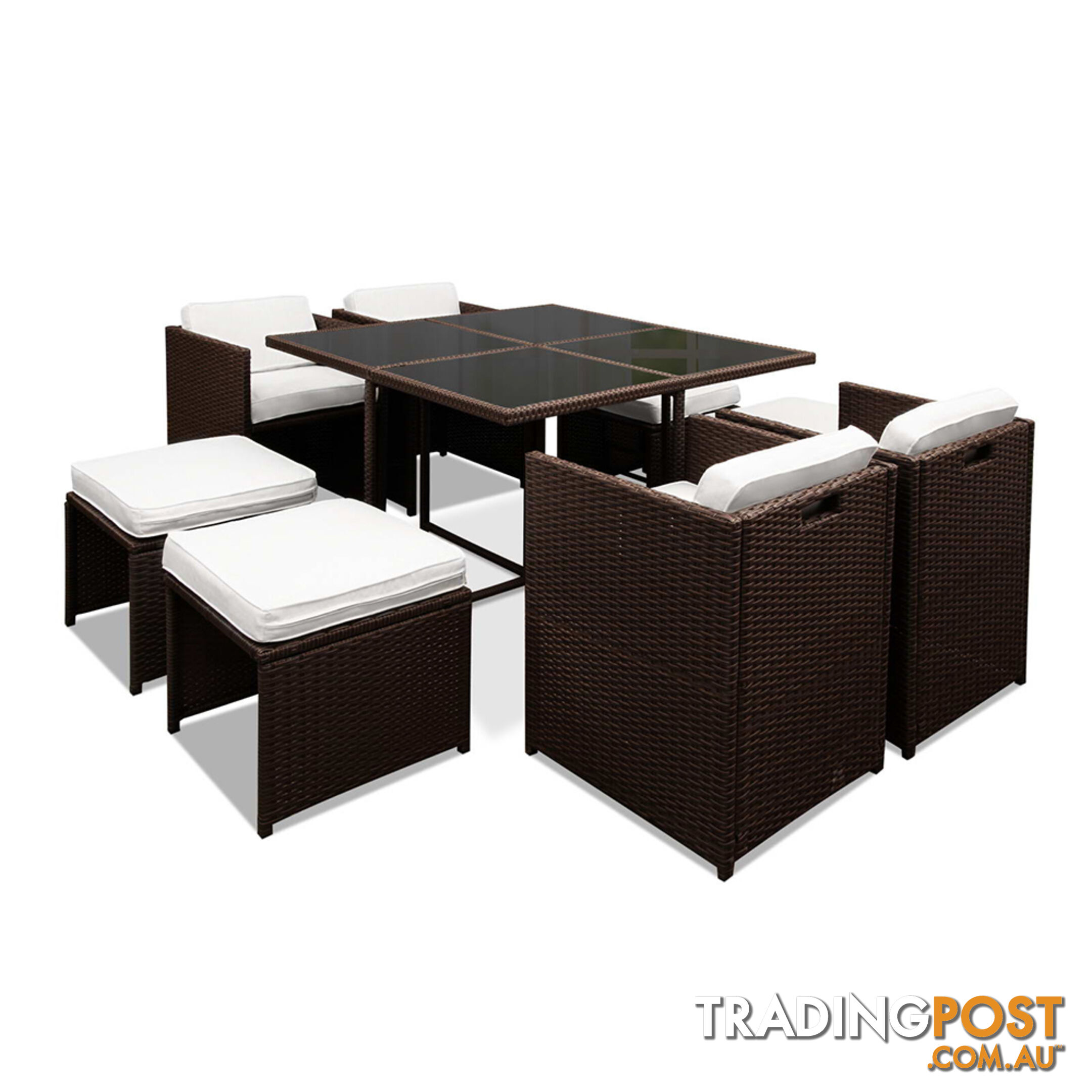 Hawaii Dining 9 Seater Set _ Brown & White