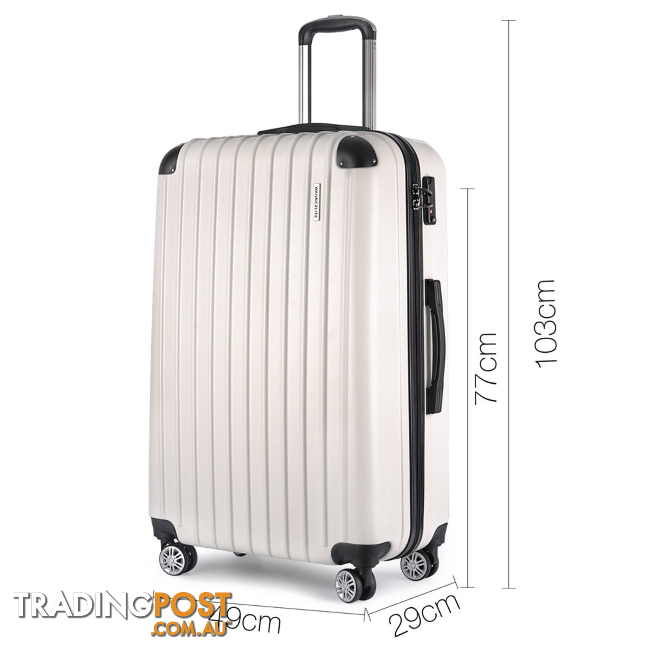 3PCS Travel Luggage Set Hard Shell Super Lightweight Suitcase TSA Lock White