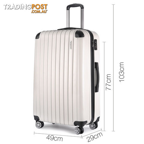 3PCS Travel Luggage Set Hard Shell Super Lightweight Suitcase TSA Lock White