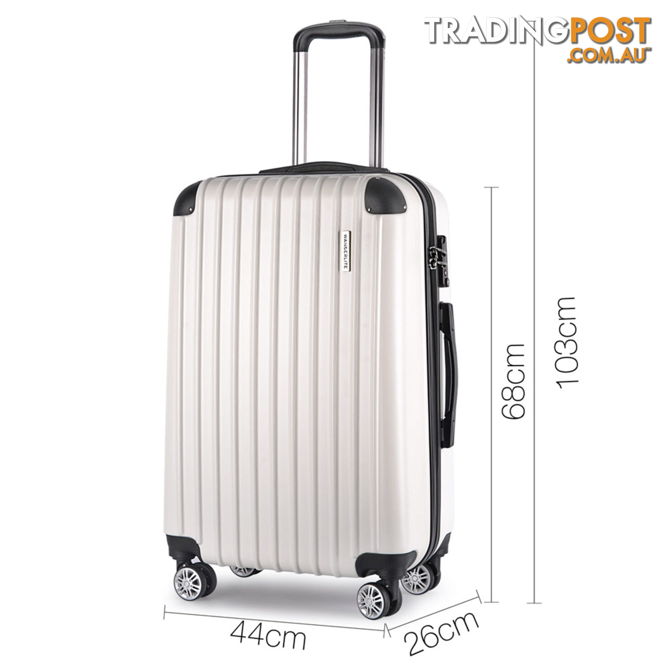 3PCS Travel Luggage Set Hard Shell Super Lightweight Suitcase TSA Lock White