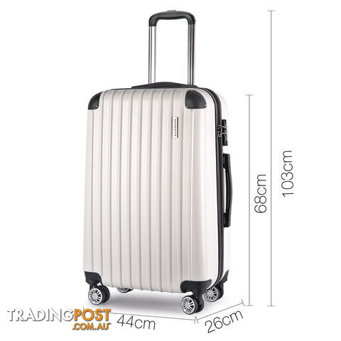 3PCS Travel Luggage Set Hard Shell Super Lightweight Suitcase TSA Lock White