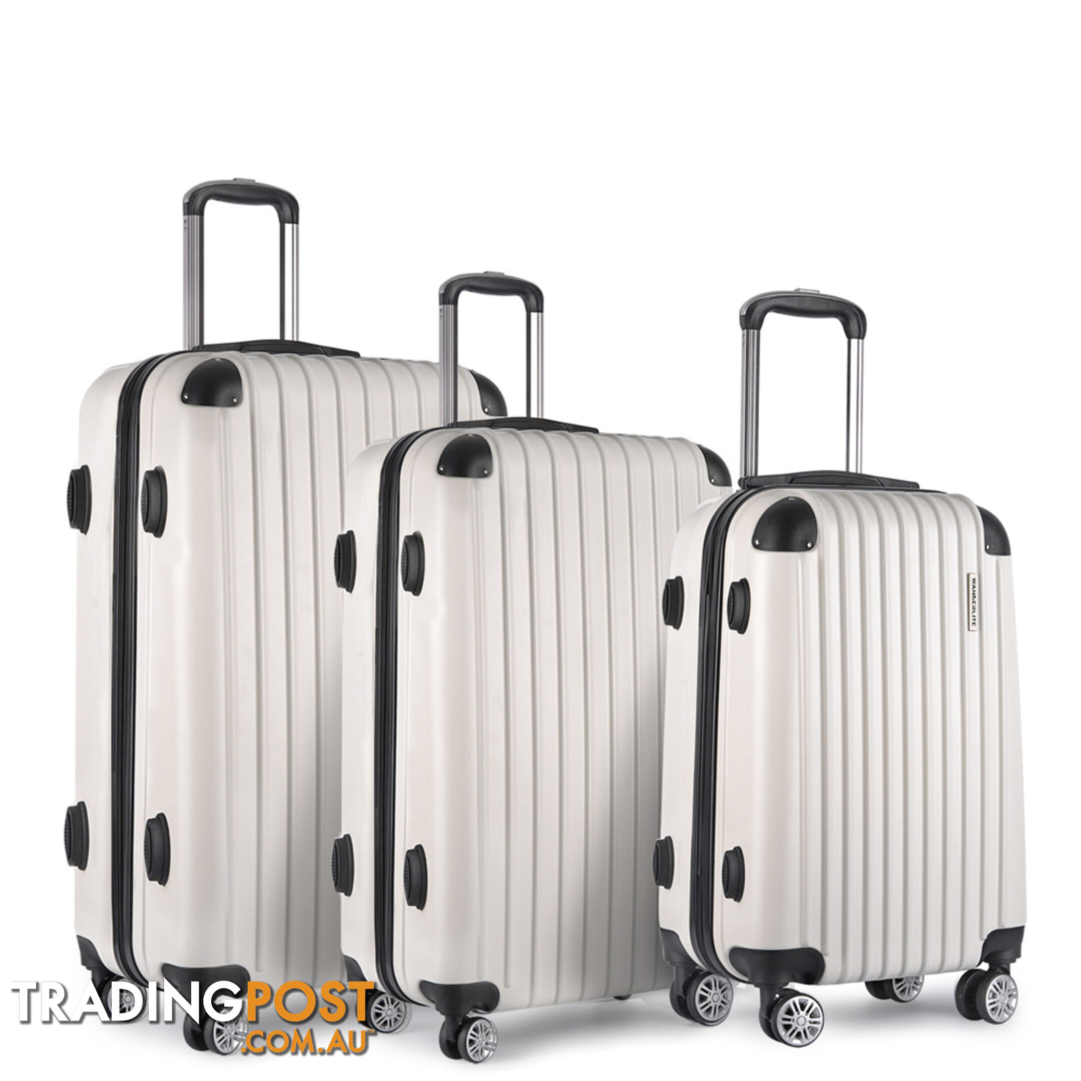 3PCS Travel Luggage Set Hard Shell Super Lightweight Suitcase TSA Lock White