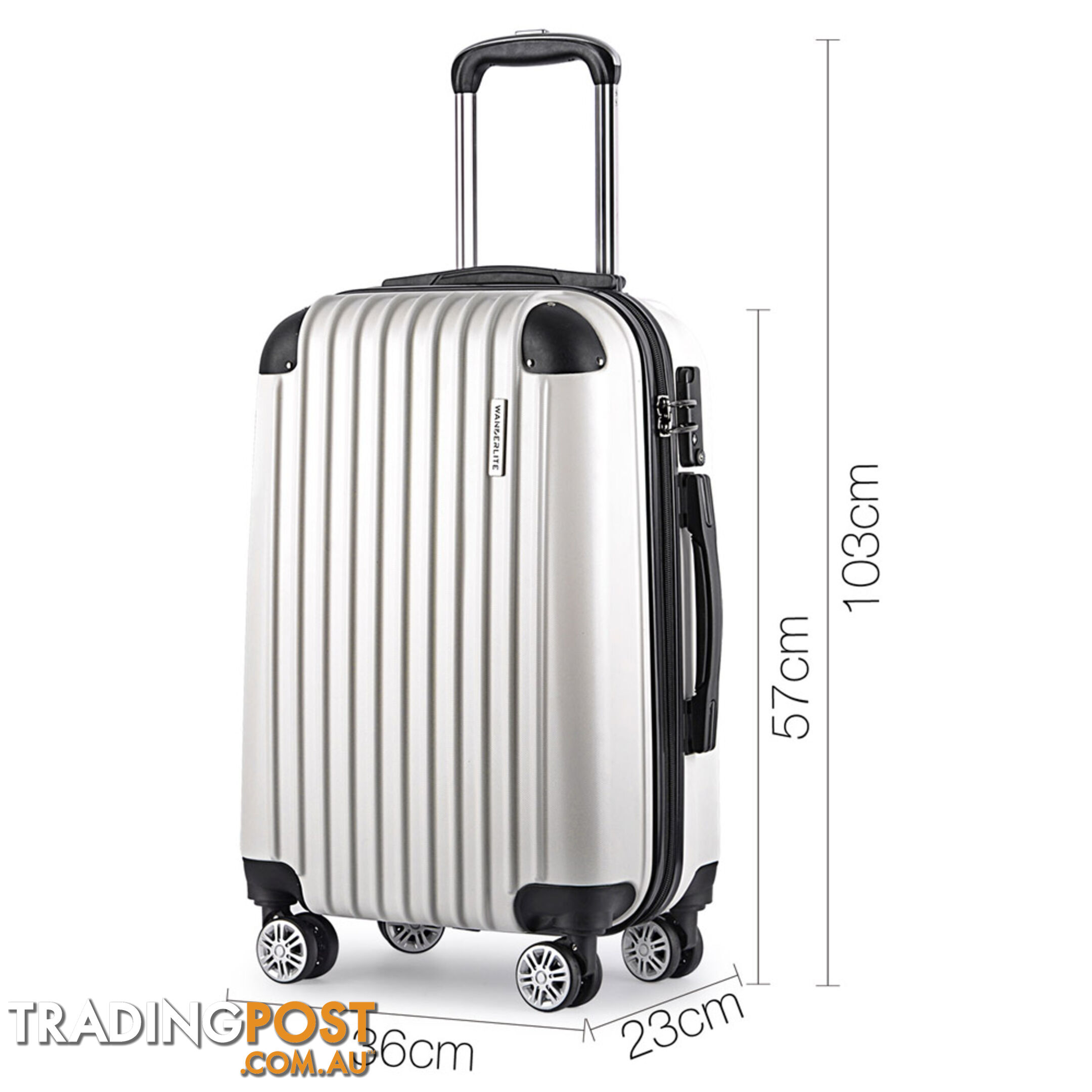 3PCS Travel Luggage Set Hard Shell Super Lightweight Suitcase TSA Lock White