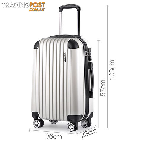 3PCS Travel Luggage Set Hard Shell Super Lightweight Suitcase TSA Lock White