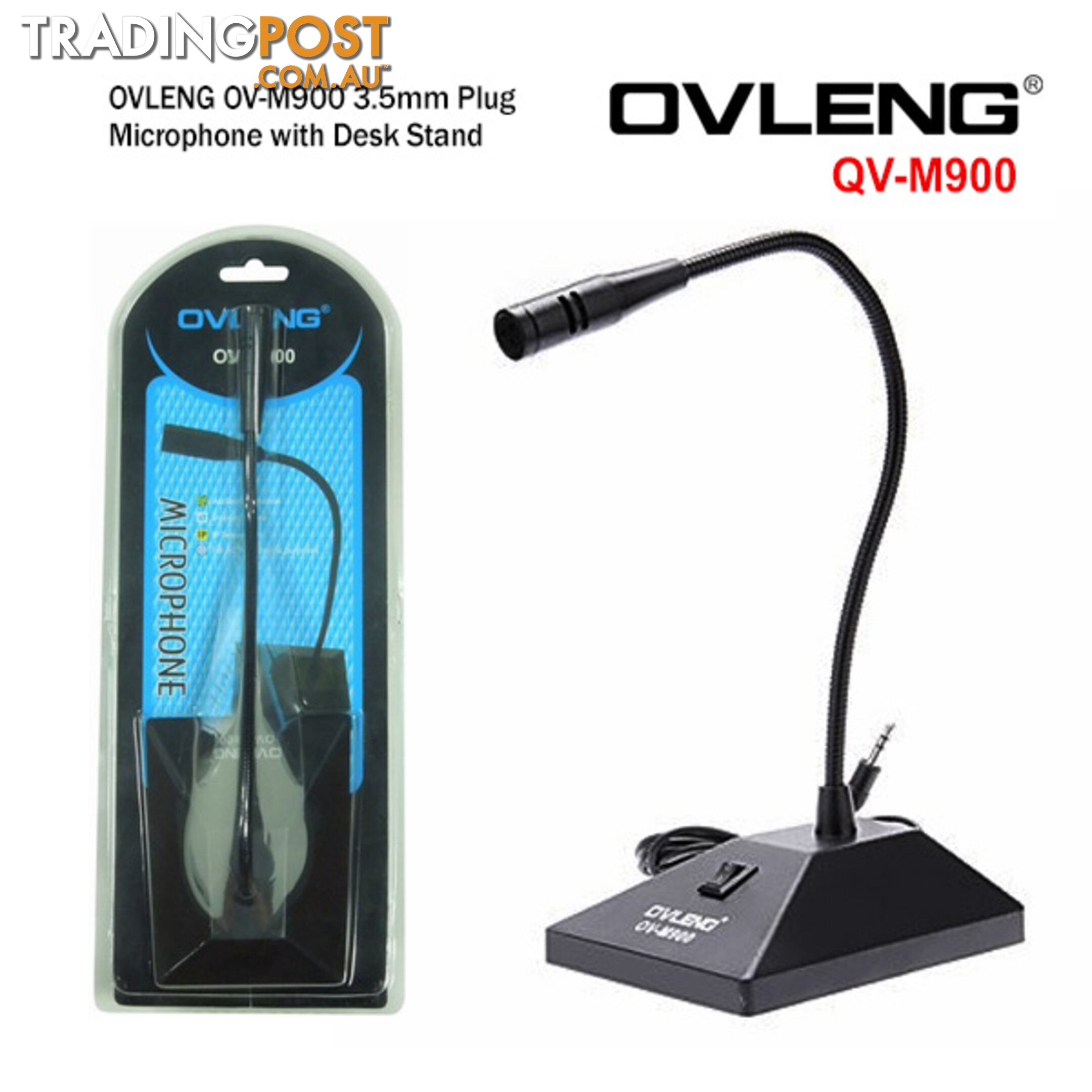 OVLENG OV-M900 3.5mm Plug Microphone with Desk Stand (Network Omnidirectional for Online Chat)