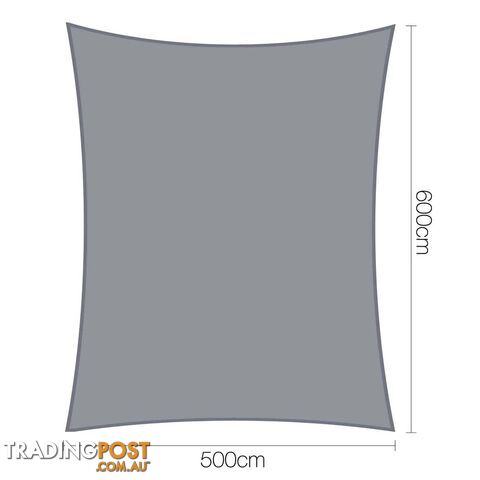Heavy Duty Rectangle Shade Sail Cloth Sun Canopy Shadecloth 5 x 6m Grey 280g/m2