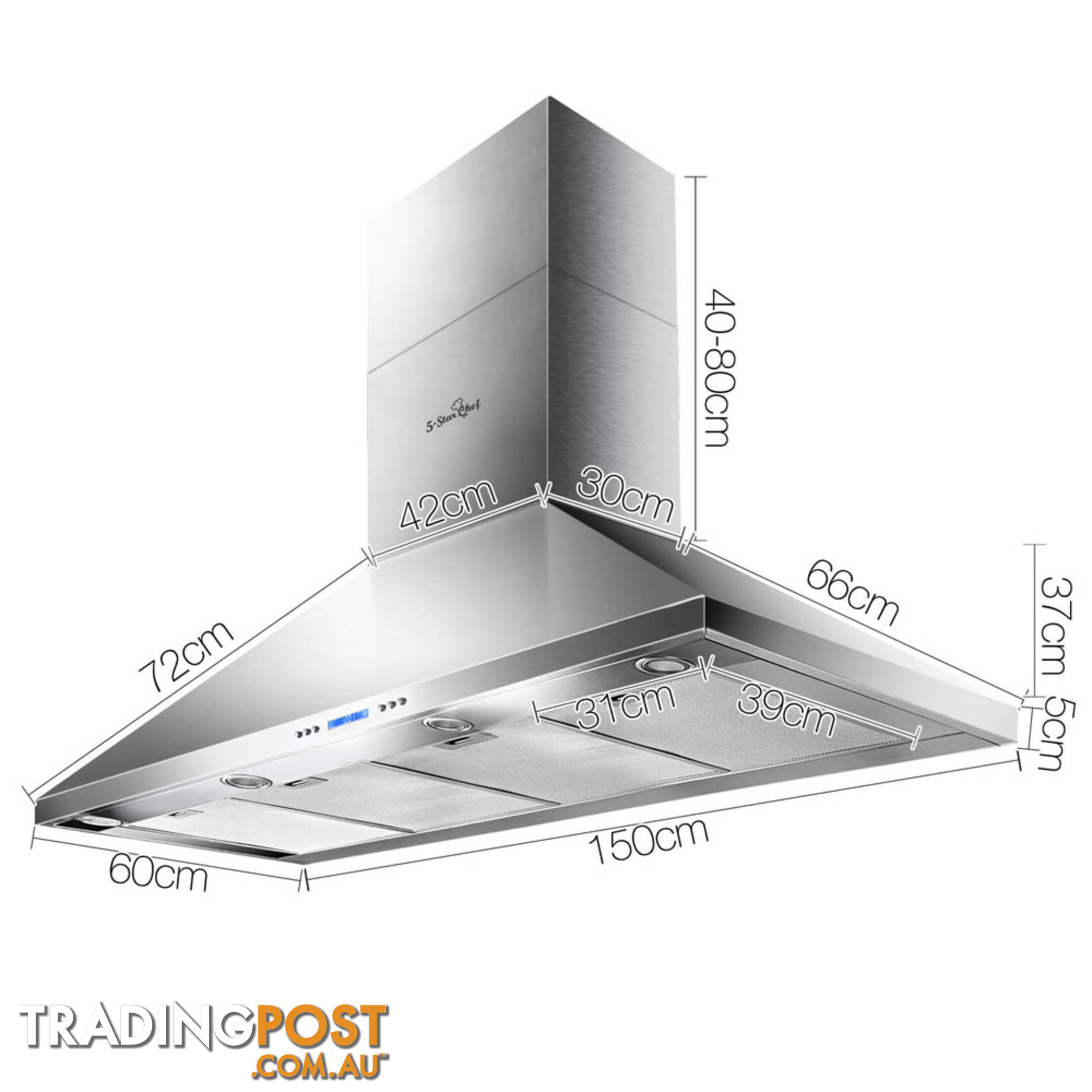 5 Star Chef Double Motor Rangehood 1500mm