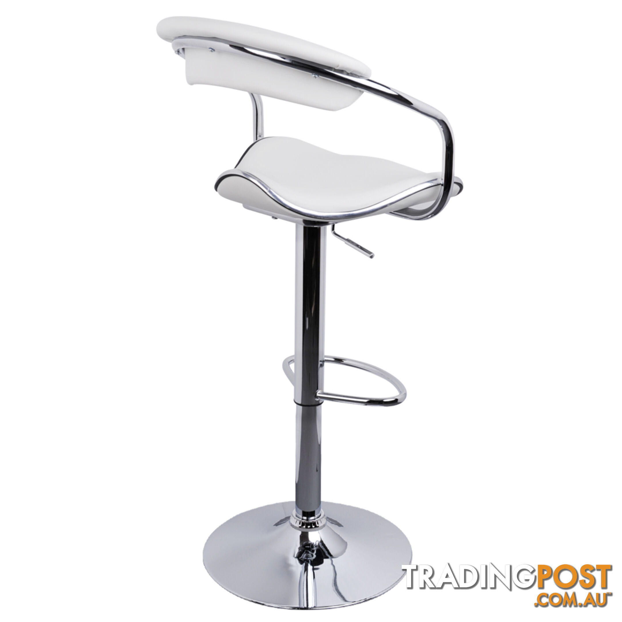 2 x PU Leather Gas Lift Barstool Kitchen Chair White