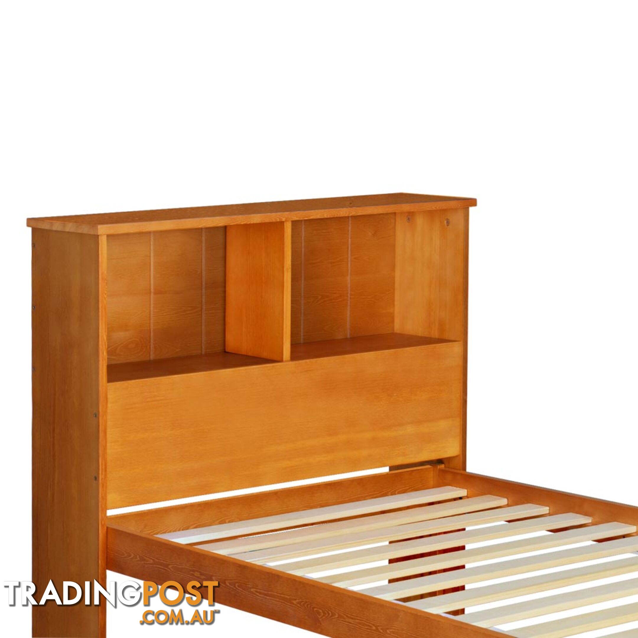 Singe Pine Wood Bed Frame with Storage Shelf