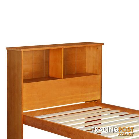 Singe Pine Wood Bed Frame with Storage Shelf