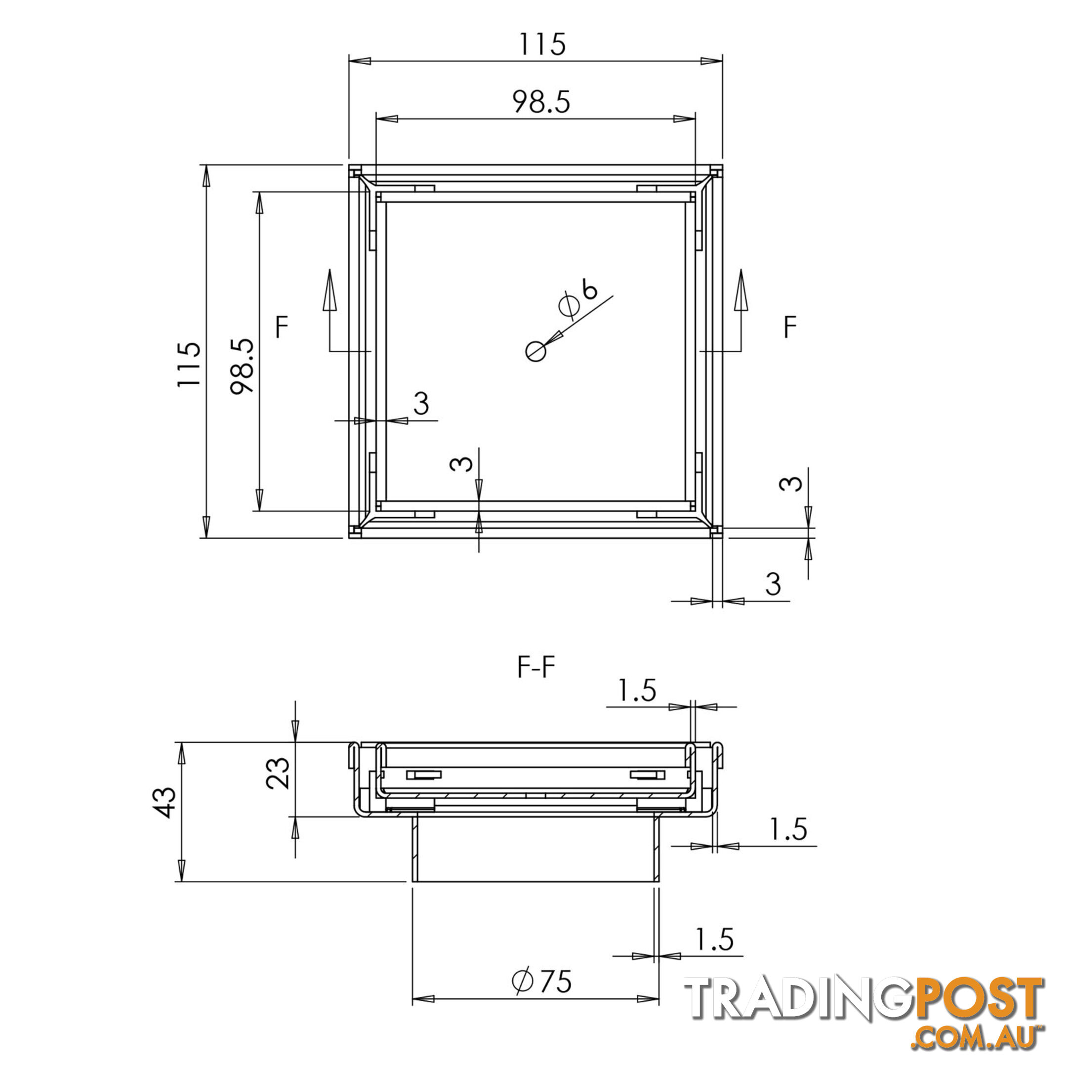 Square Stainless Steel Shower Grate Drain Floor Bathroom 75mm Depth