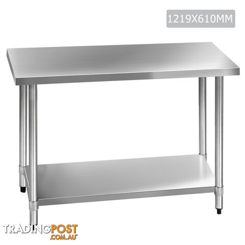 Commercial Stainless Steel Kitchen Work Bench Food Preparation Table Top 1219mm