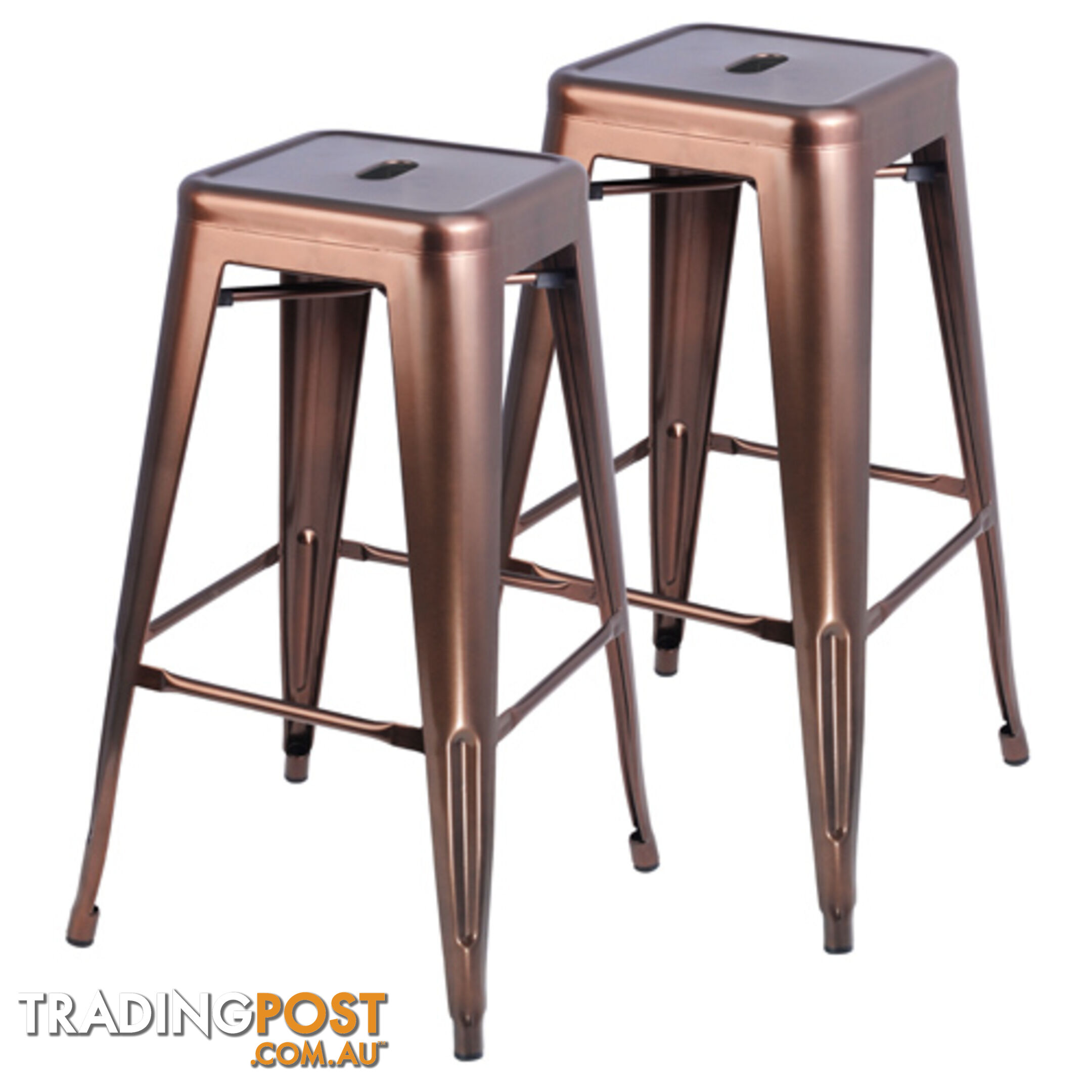 2 x Metal Steel Bar Stool Replica Xavier Cafe Home Kitchen Bar Chair 76cm Bronze