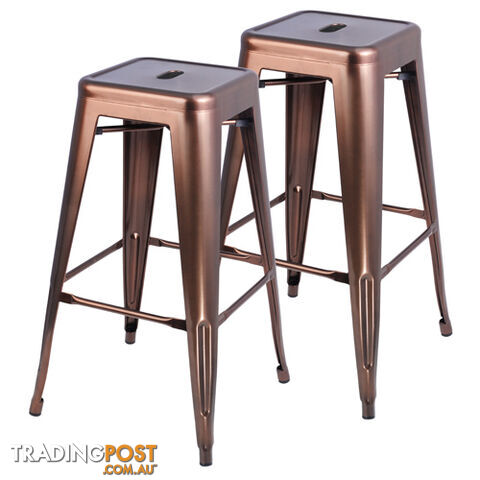 2 x Metal Steel Bar Stool Replica Xavier Cafe Home Kitchen Bar Chair 76cm Bronze