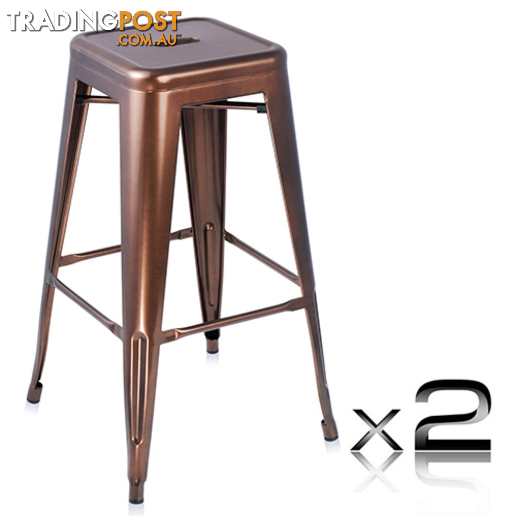 2 x Metal Steel Bar Stool Replica Xavier Cafe Home Kitchen Bar Chair 76cm Bronze