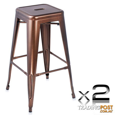2 x Metal Steel Bar Stool Replica Xavier Cafe Home Kitchen Bar Chair 76cm Bronze