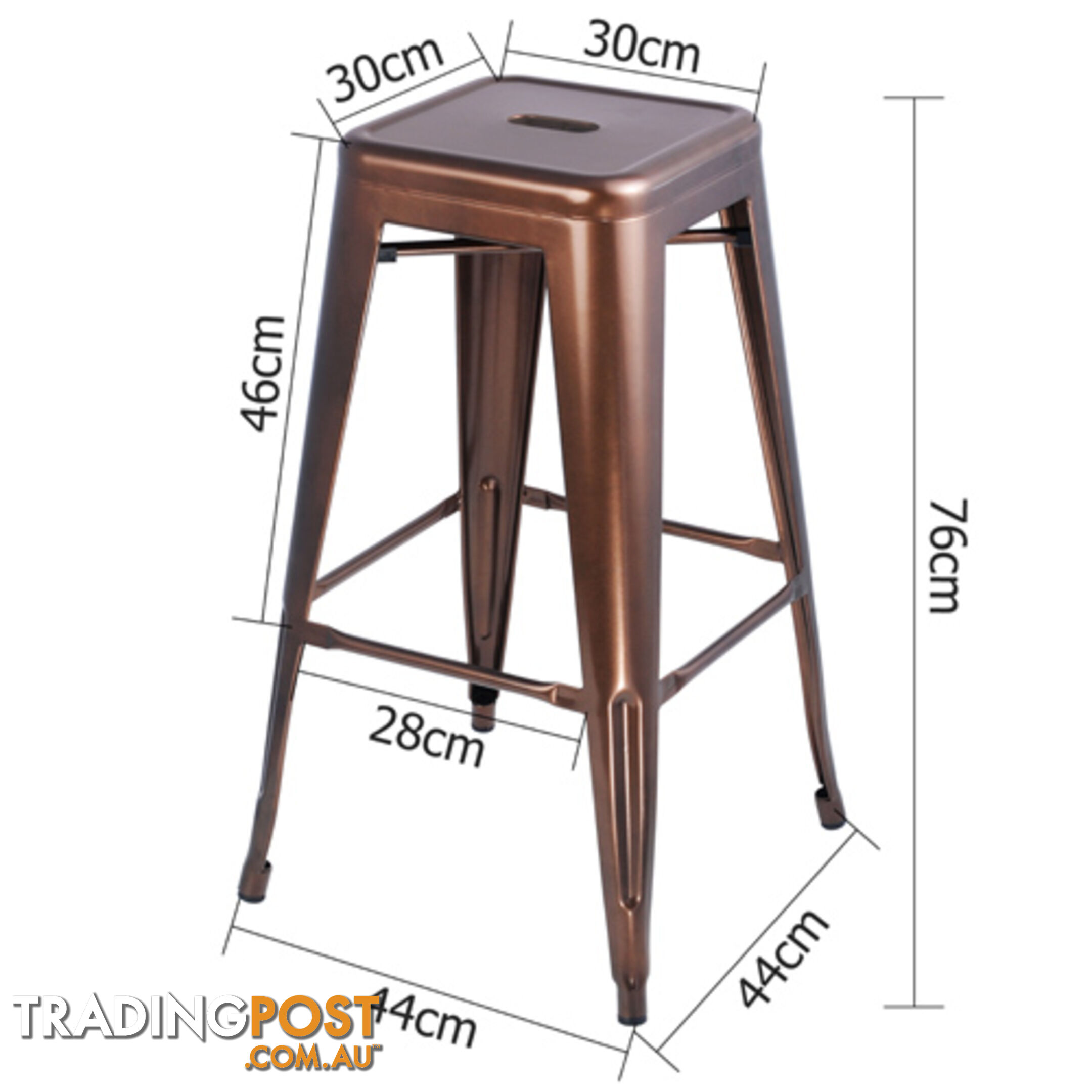 2 x Metal Steel Bar Stool Replica Xavier Cafe Home Kitchen Bar Chair 76cm Bronze