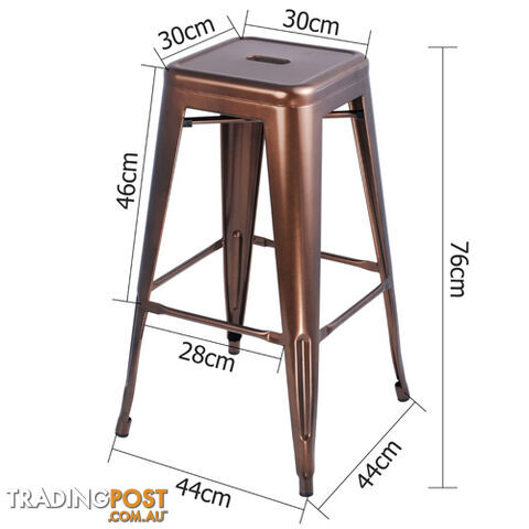 2 x Metal Steel Bar Stool Replica Xavier Cafe Home Kitchen Bar Chair 76cm Bronze