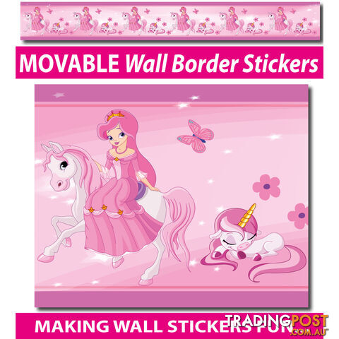 Princess and Unicorns Wall Border Stickers - Totally Movable