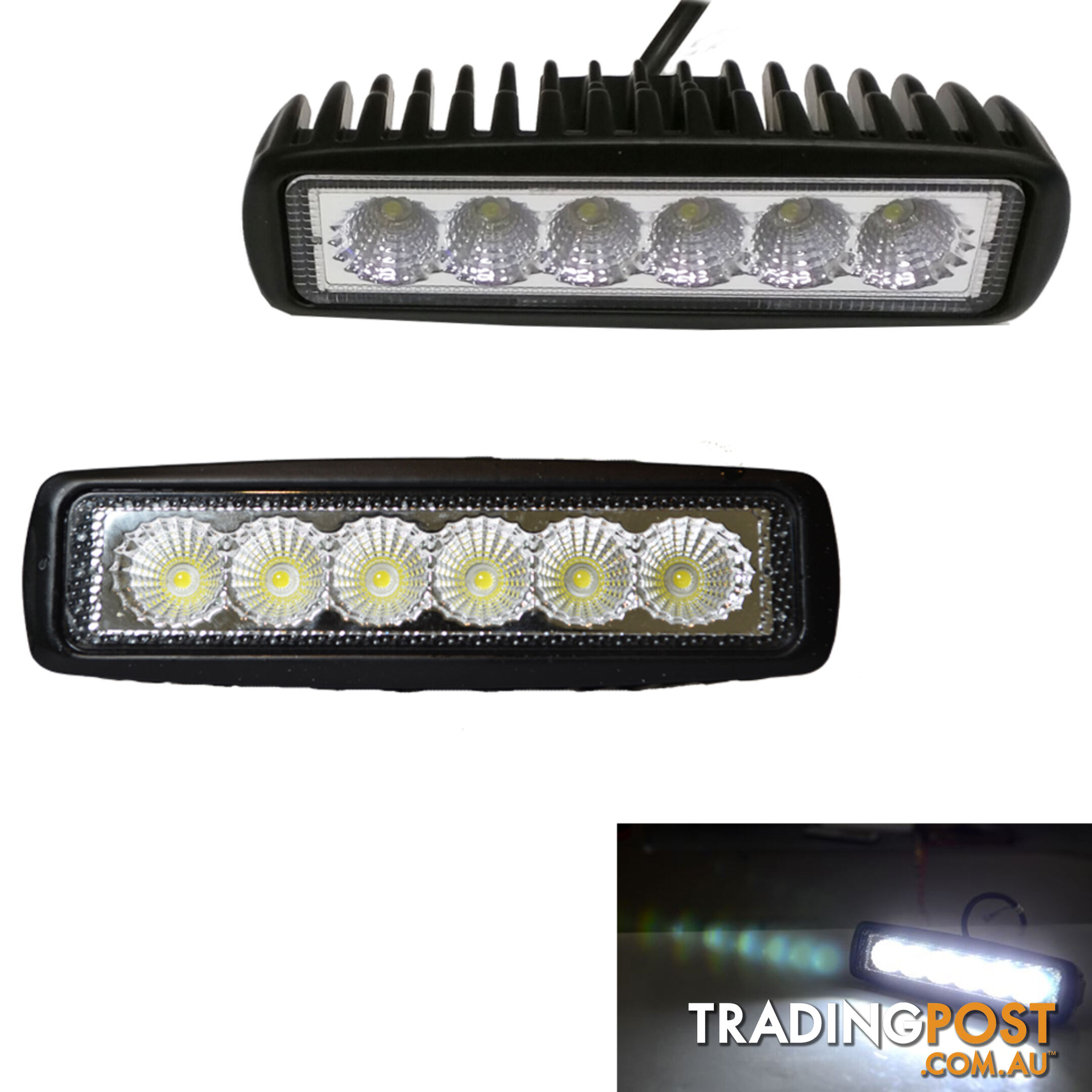 2x 6inch 18W LED Light Bar Driving Work Lamp Flood Truck Offroad UTE 4WD