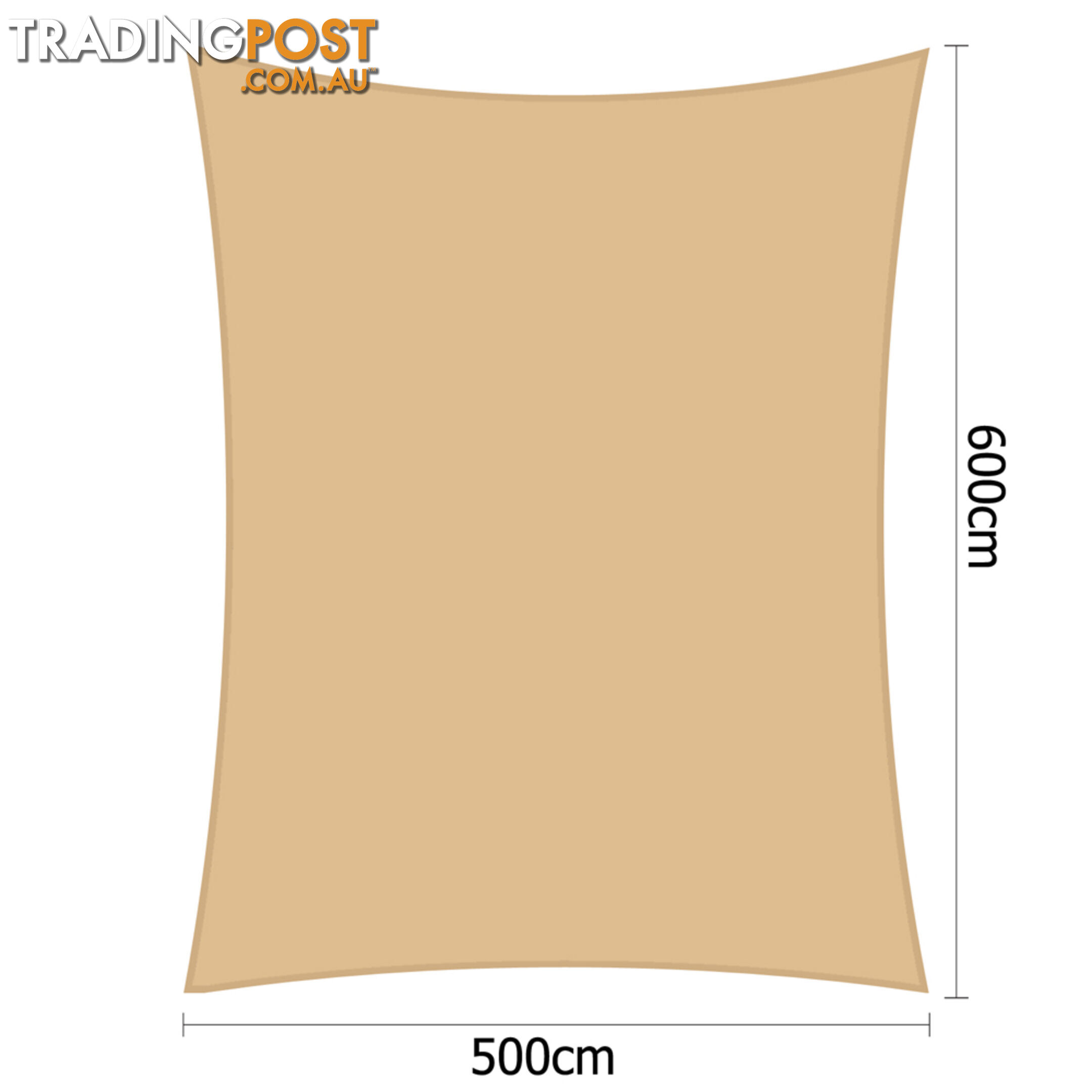 Heavy Duty Rectangle Shade Sail Cloth Sun Canopy Shadecloth 5 x 6m Sand 280g/m2