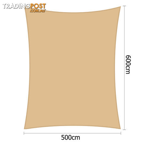 Heavy Duty Rectangle Shade Sail Cloth Sun Canopy Shadecloth 5 x 6m Sand 280g/m2