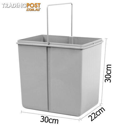 Double Duel Slide Garbage Twin Pull Out Rubbish Bin Waste Basket 2 x 15L